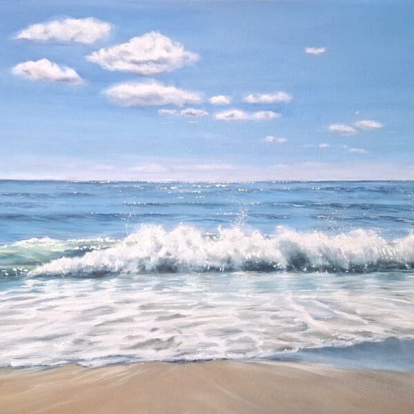Oil on canvas depicting a beach