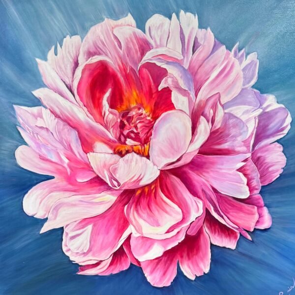 Oil on canvas, big flower, name Blooming Soul